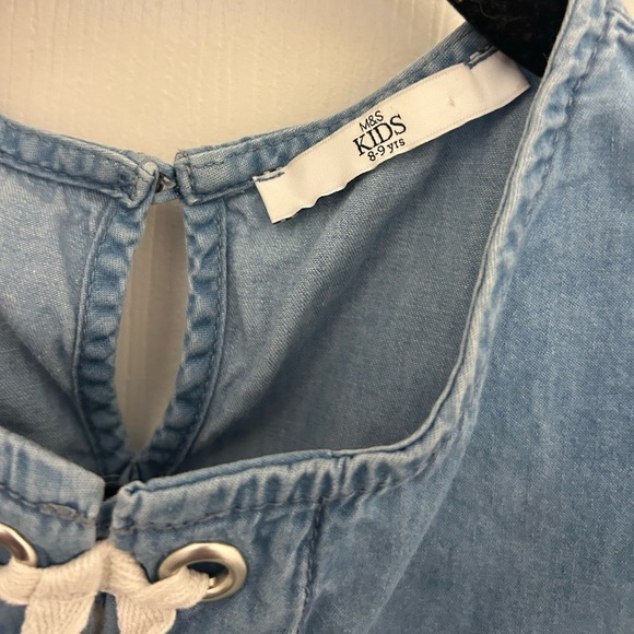 Marks & Spencer Jean Dress with Criss-Cross Tie Detail on Front, Sz 8-9 Yrs - Picture 3 of 4